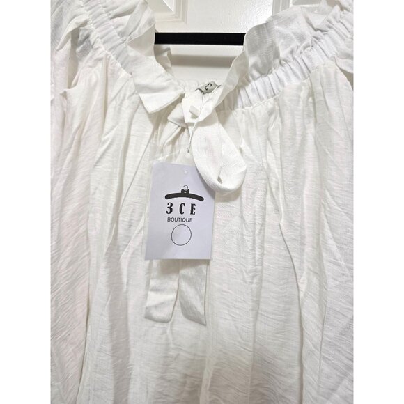 NWT 3CE White Off-Shoulder Long Sleeve Bohemia Oversize Blouse Size M - Picture 5 of 6
